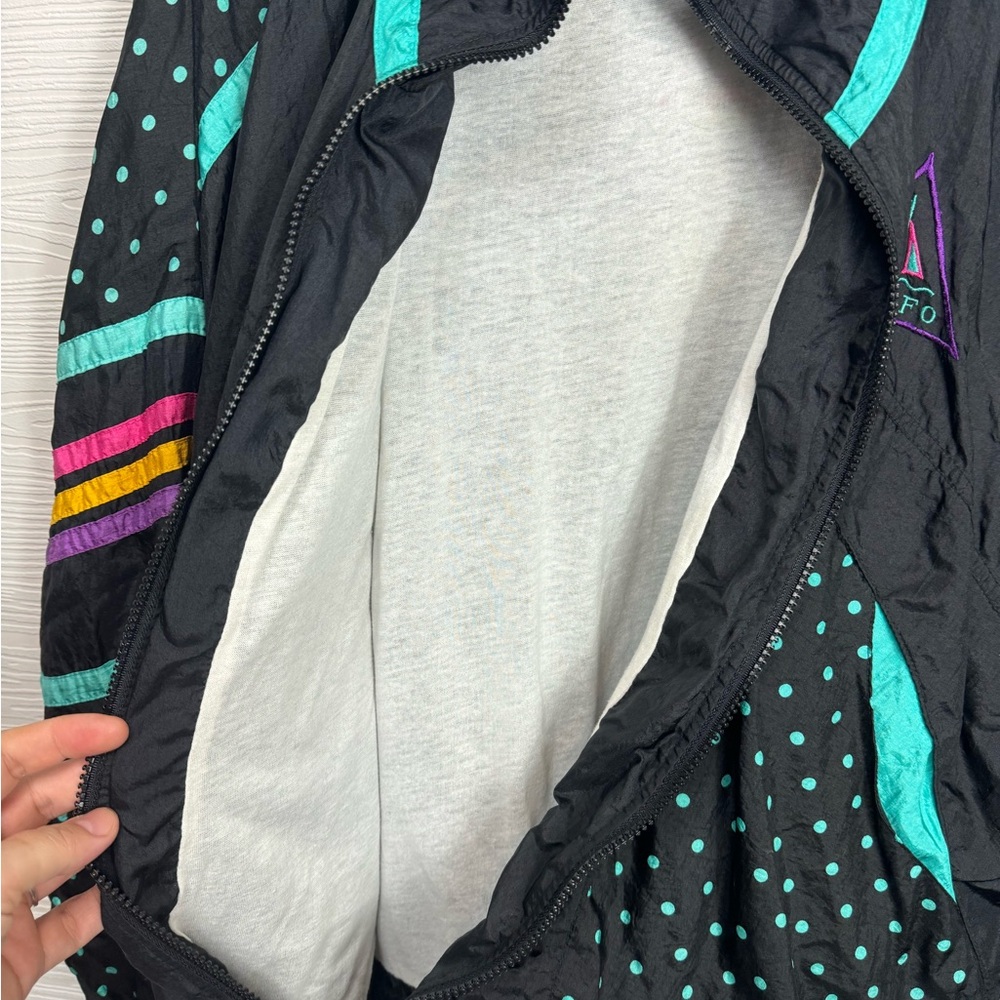 Vintage Adolfo Sport Women’s Windbreaker Jacket Large 90’s Neon Purple Full Zip - Picture 9 of 9